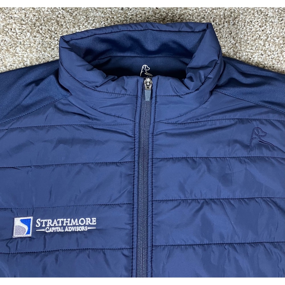 Rhoback Mens Fulton Quilted Full Zip Puffer Vest Navy Blue Size Large *Logo